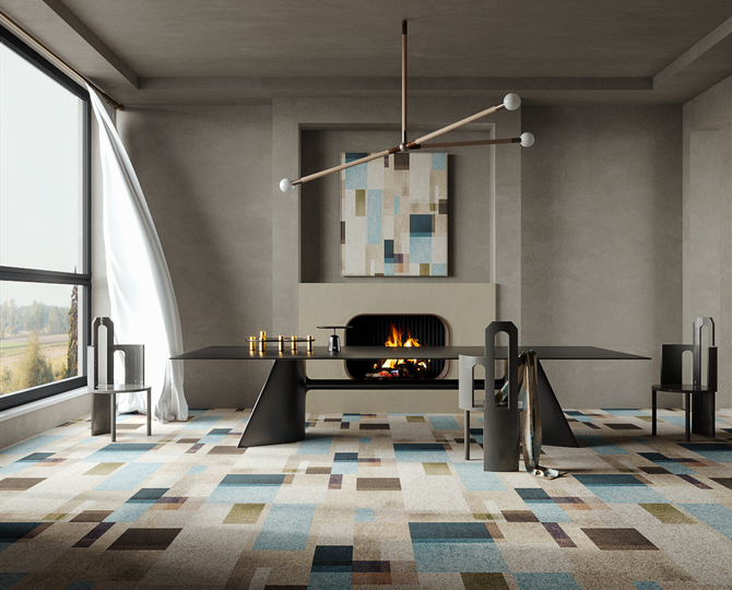 Mondaine BLUE Loop Modern Hotell Carpet Tiles
