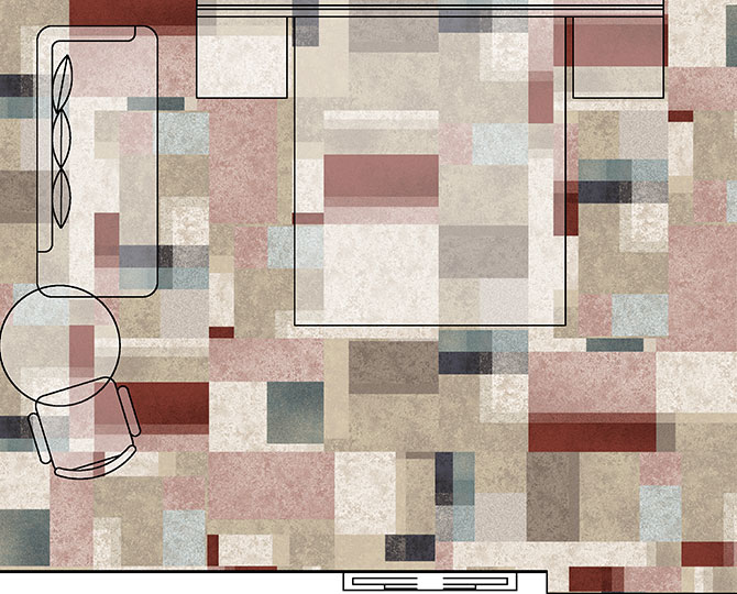 Mondain Red Loop Modern Hotell Carpet Tiles